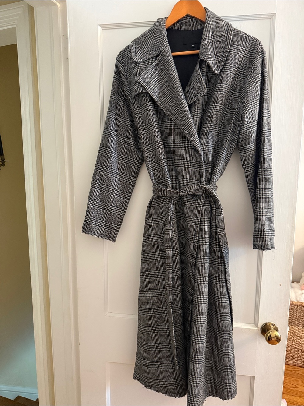 Nili Lotan Plaid Belted Long Coat